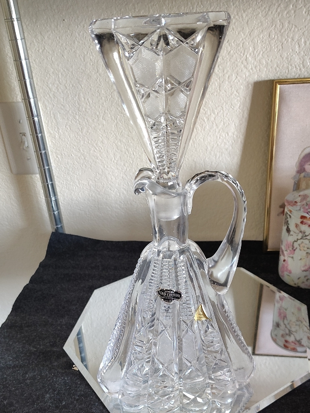 Antique Lead Crystal Decanter- Clear Cut Glass by